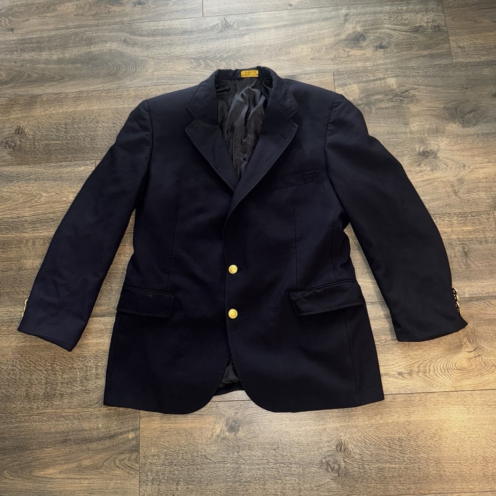 Vtg Gilbert & Lodge Men's 42R Two Gold Button Blazer 100% Wool Jacket Sport Coat